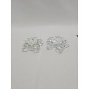 Set of 2 Langsam-Billig Glass Flower Petals Tealight Candle Holders